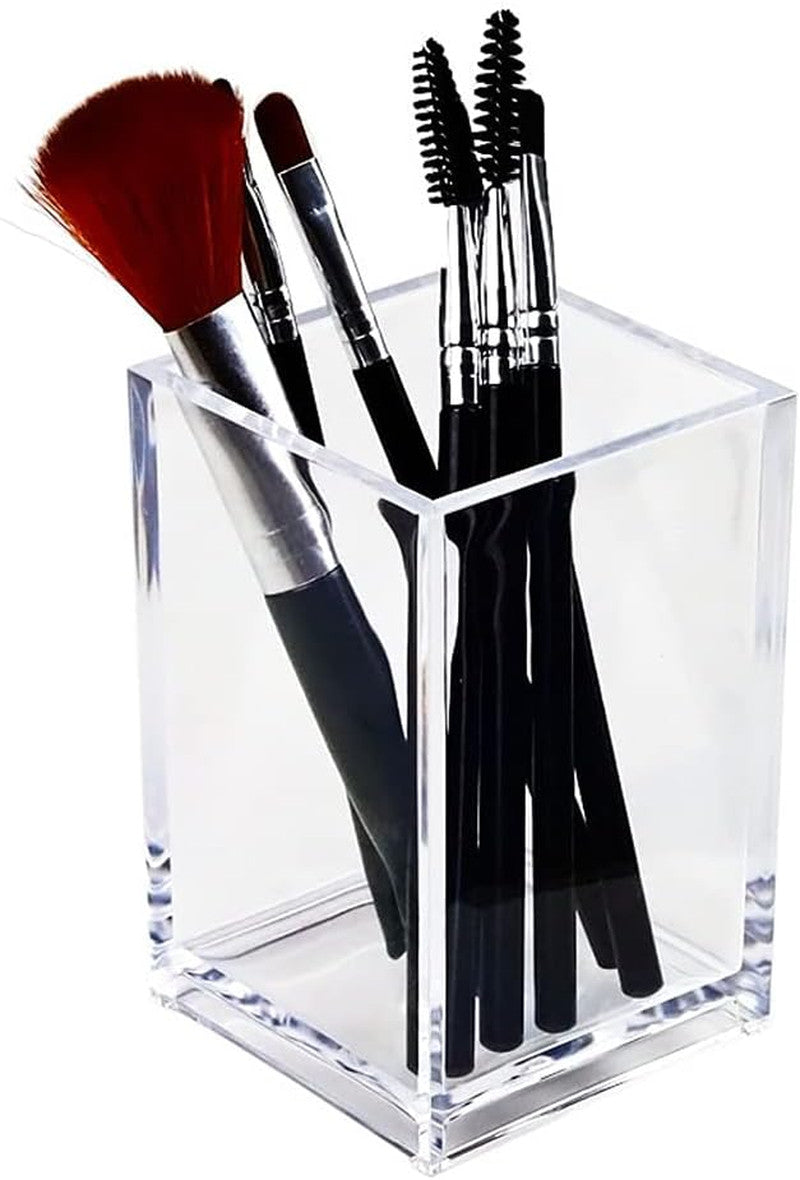 Clear Acrylic Pen and Makeup Brush Holder Cup - Desk Organizer
