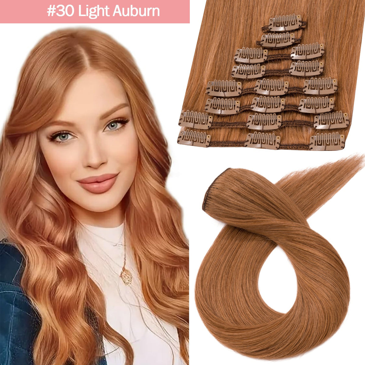 Clip-In Hair Extensions - 100% Real Human Hair Full Head Sets