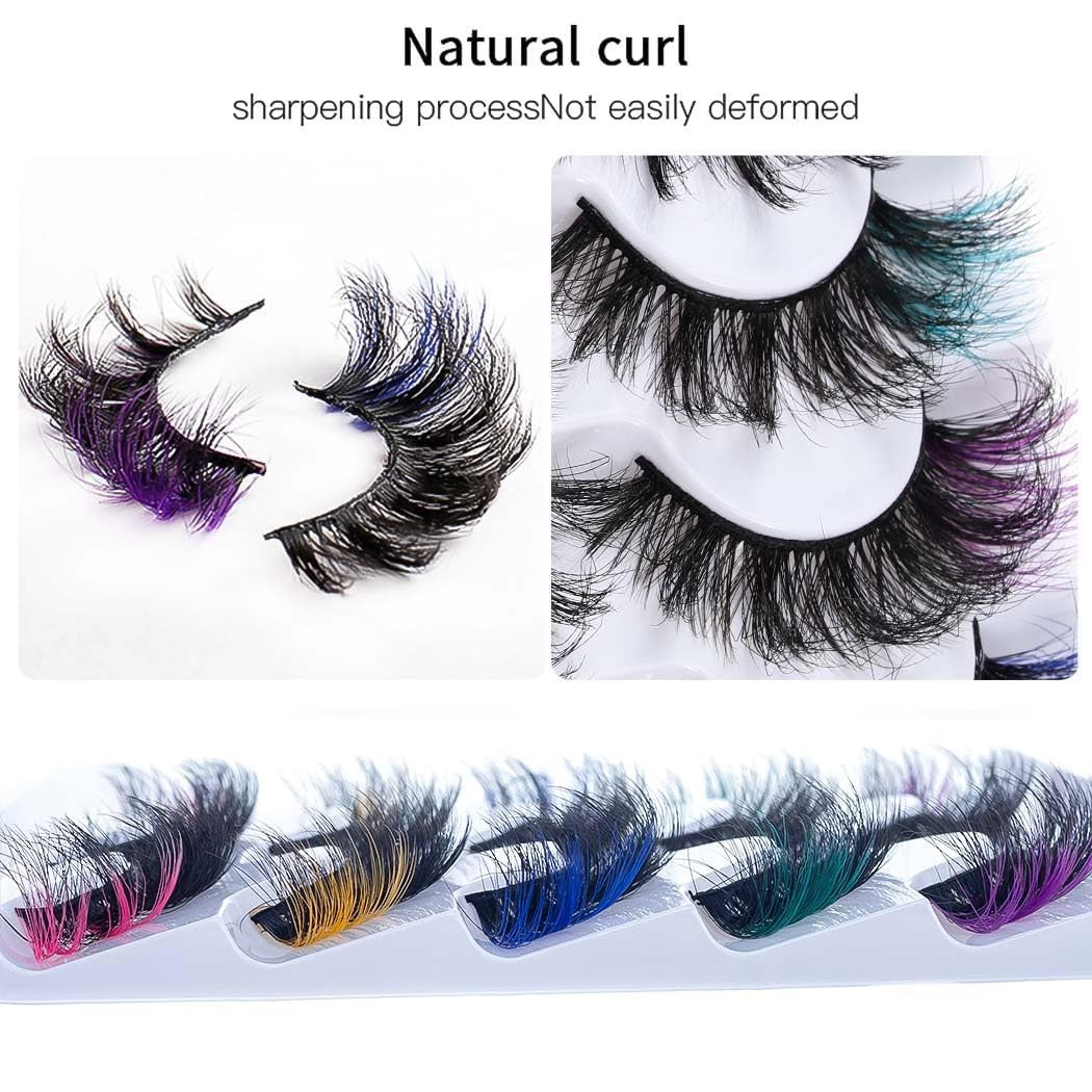 Colorful False Mink Eyelash Set with D Curl - Fluffy & Reusable