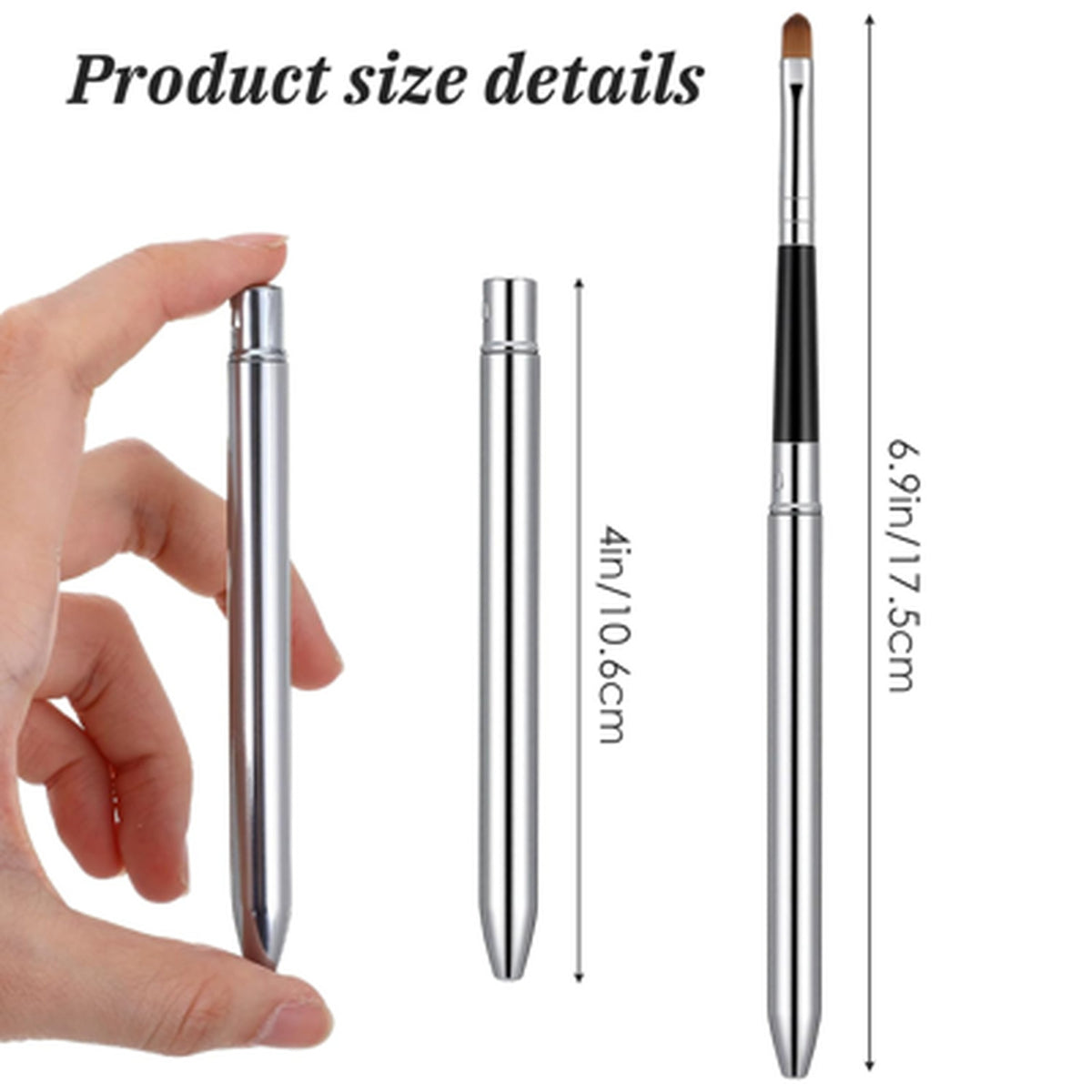 Retractable Lip Brush Set - 6 Silver Makeup Applicators for Precise Lipstick & Gloss