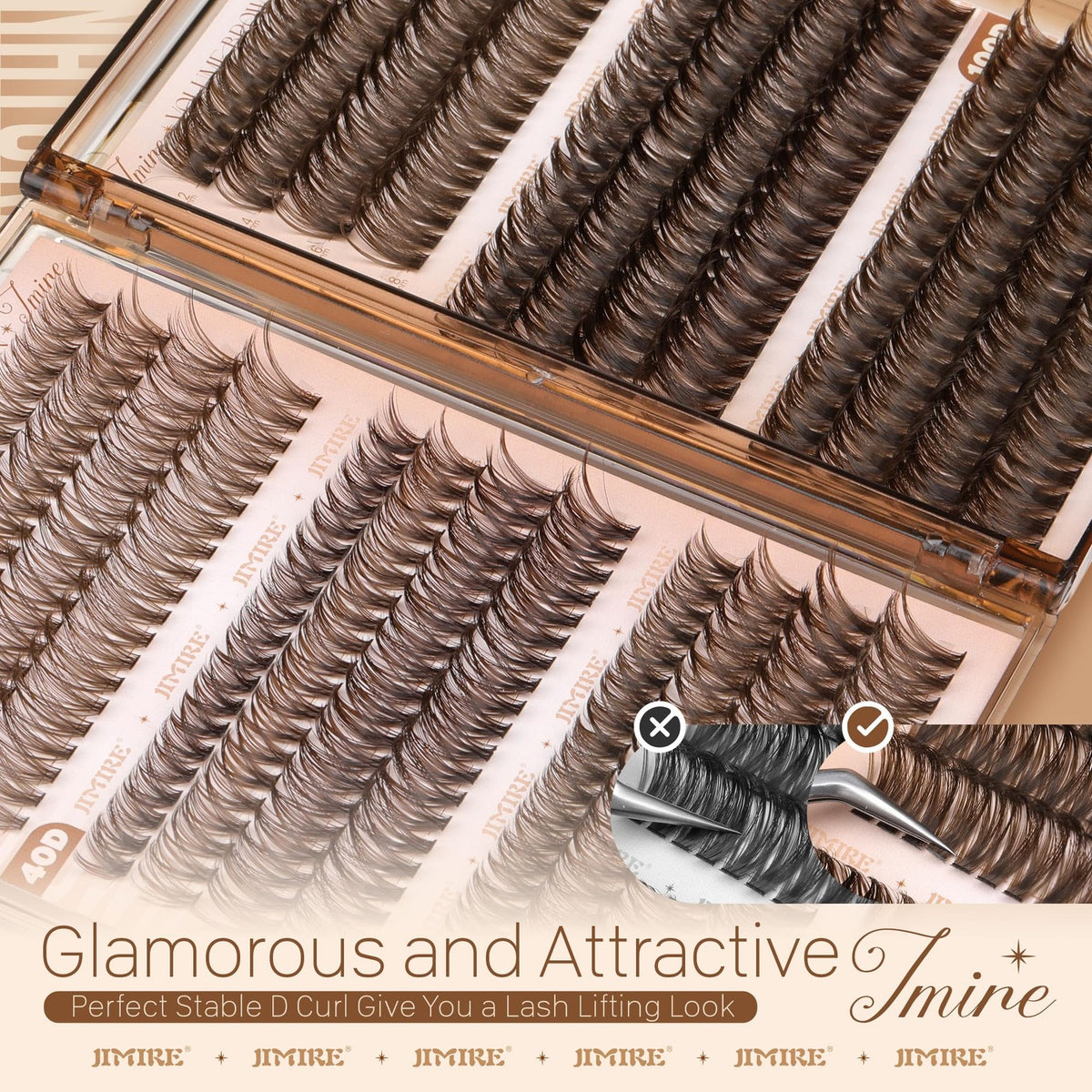 Brown Eyelash Clusters Set - 6 Styles Mixed D Curly Lash Extensions 476 pcs