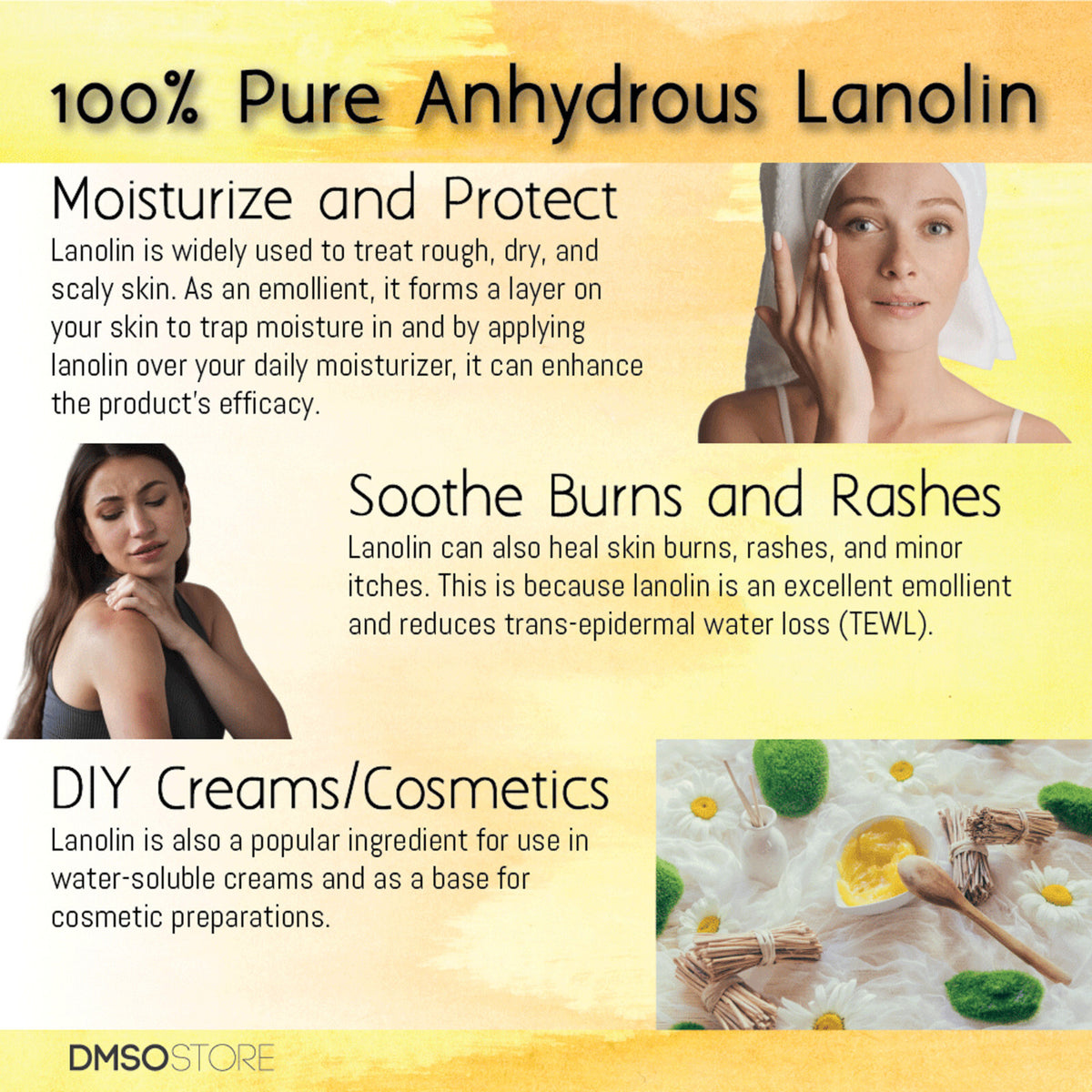 Lanolin USP Grade 4 oz - 100% Pure Anhydrous Moisturizer