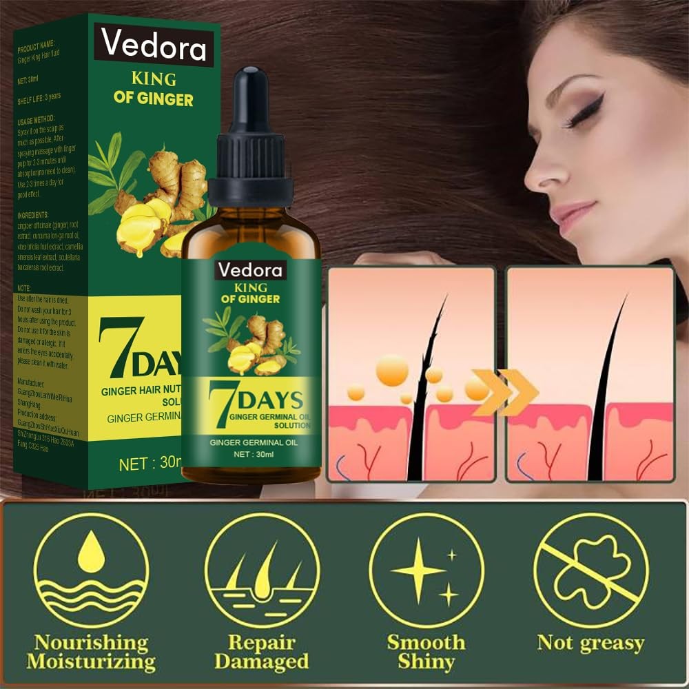 Hair Growth Serum with Ginger Oil and Biotin for Thinning Hair - Natural & Fast Results