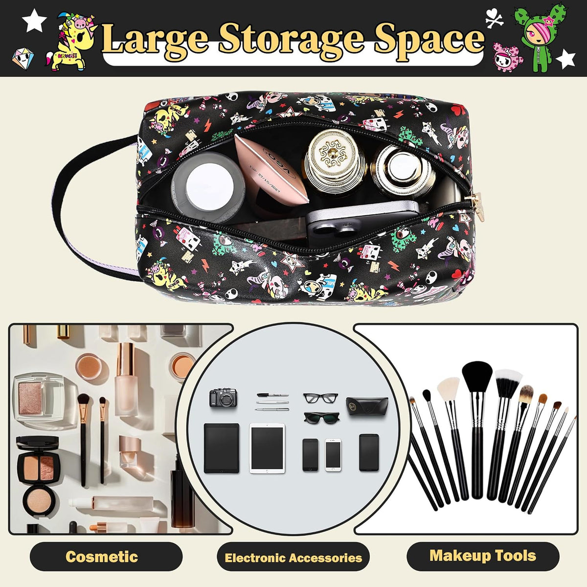 Unicorno Waterproof Makeup Bag Travel Cosmetic Organizer for Women