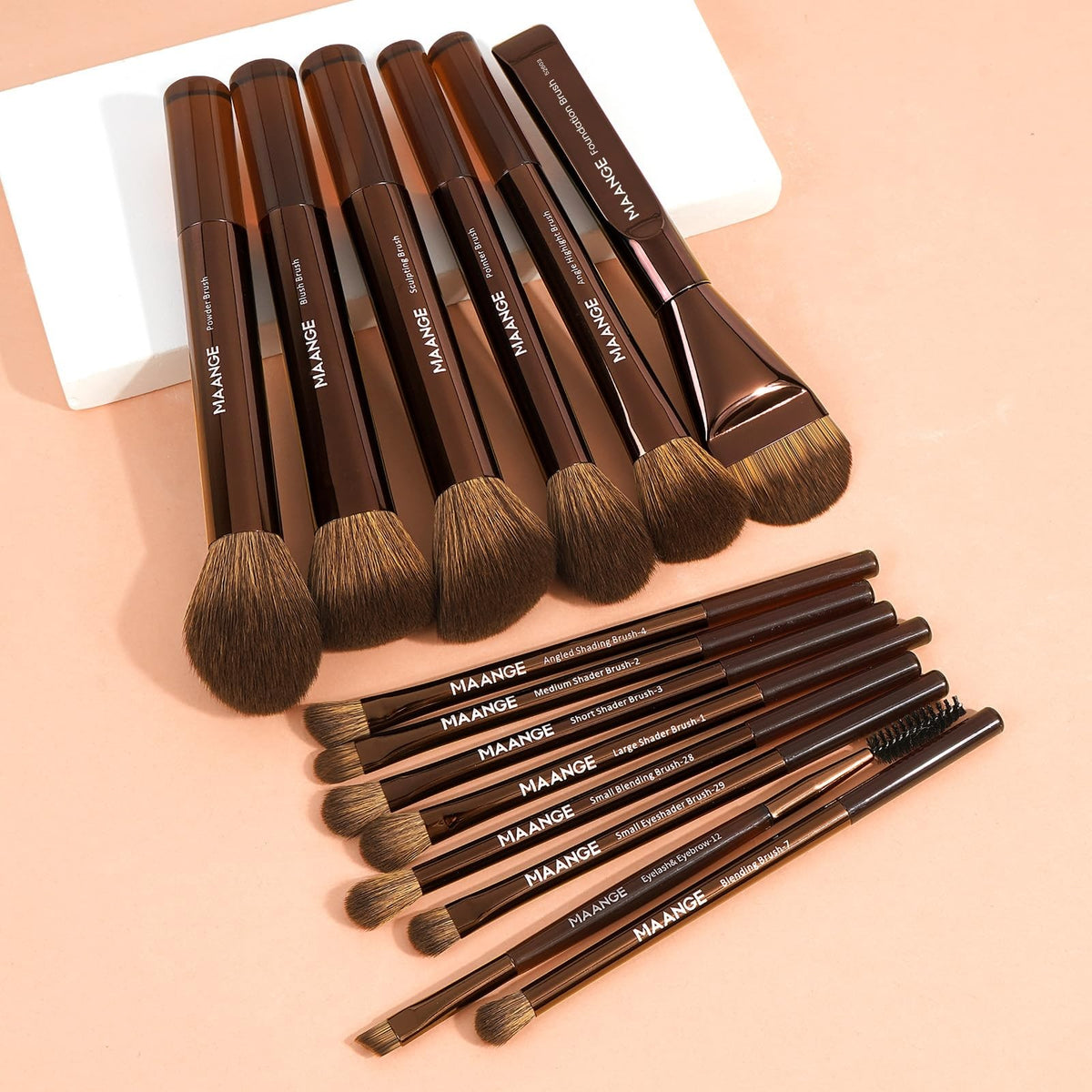 14-Piece Makeup Brush Set with Aluminum Ferrules - Premium Synthetic