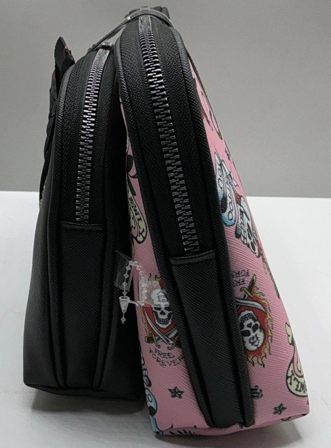 Pink Rose Rhinestone Cosmetic Bag Set - Makeup Organizer Pouch