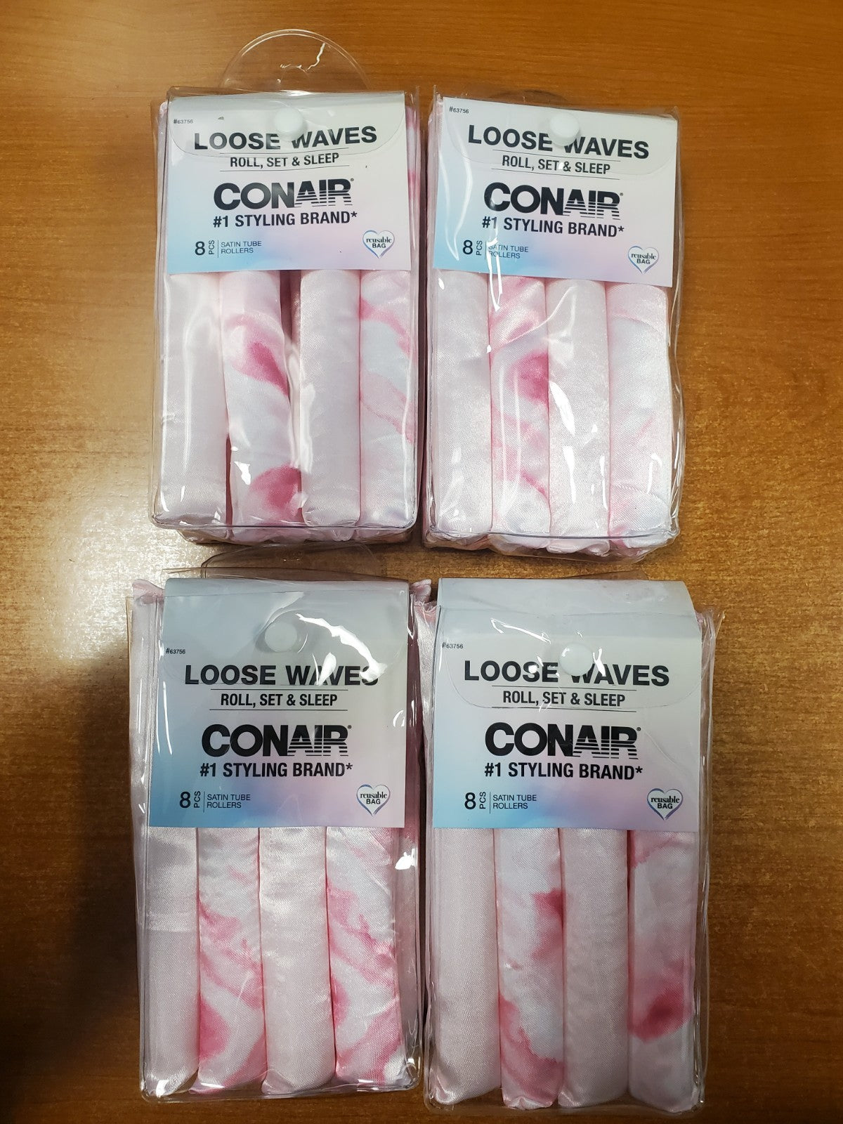 4 Packs of 8: Conair Loose Waves Satin Tube Rollers Roll Set & Sleep