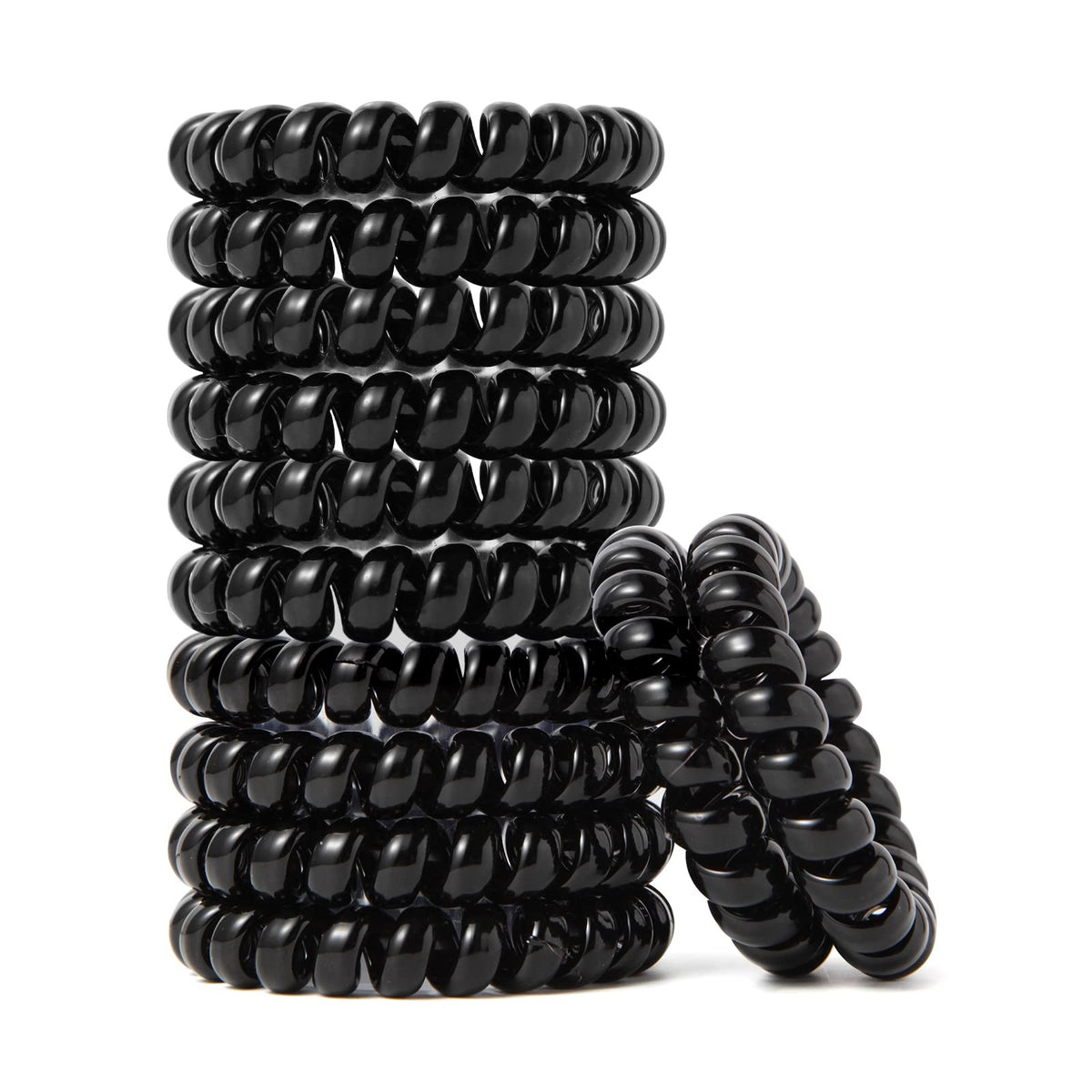 Emrlyr Large Black Spiral Coil Phone Cord Hair 1 Count (Pack of 12),