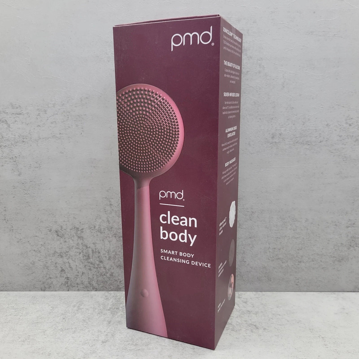 PMD Clean Body Smart Body Cleansing Device with Silicone Brush - Berry NEW