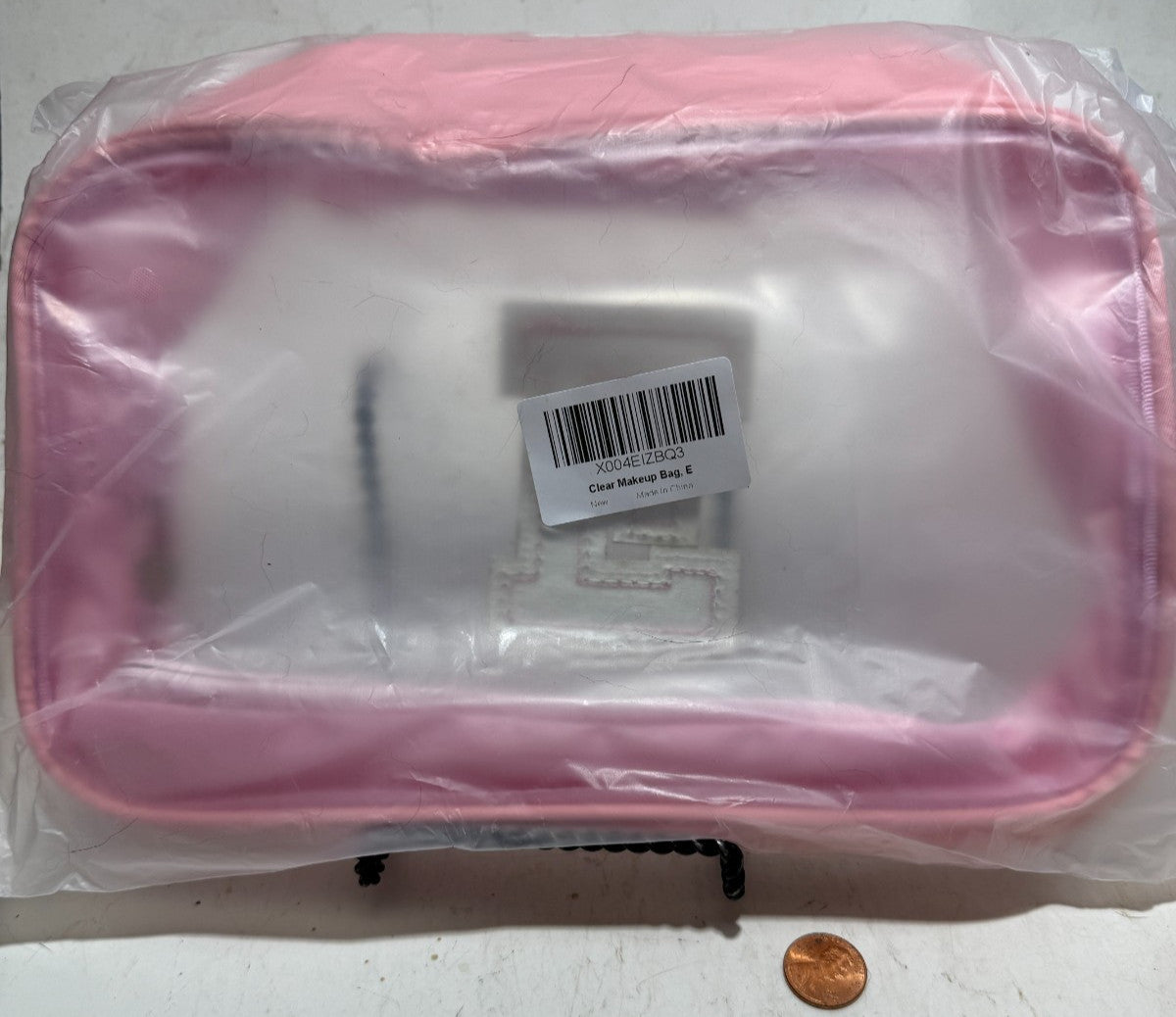 Personalized Initial Letter Clear Travel Makeup Bag with Chenille Patch