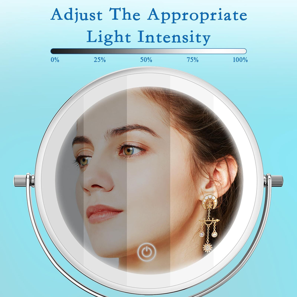 7-Inch Rechargeable Double Sided Lighted Vanity Mirror with 10X Magnification & Adjustable Height