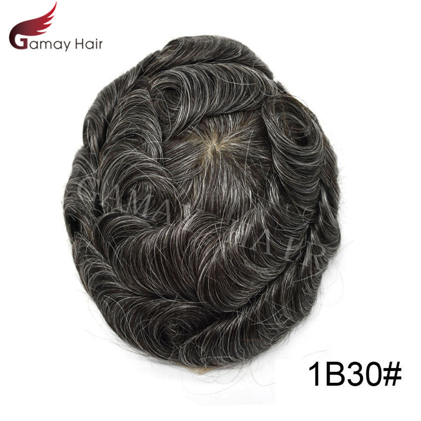 Full Poly Thin Skin Human Hair Toupee for Men - Durable, Invisible, Customizable