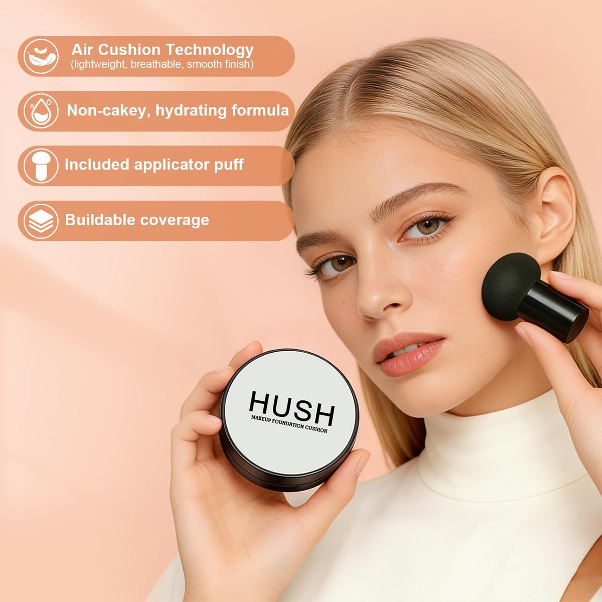 Light-Medium Skin Foundation Cushion with Hyaluronic Acid - Natural Glow