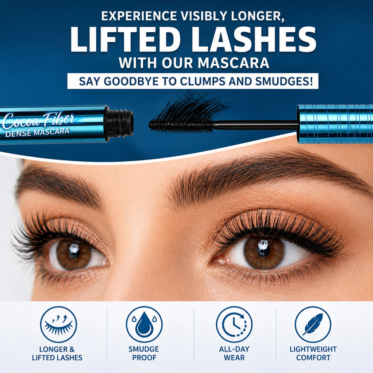 Waterproof Lash Mascara for Seniors & Older Women - Black, Volumizing & Lengthening