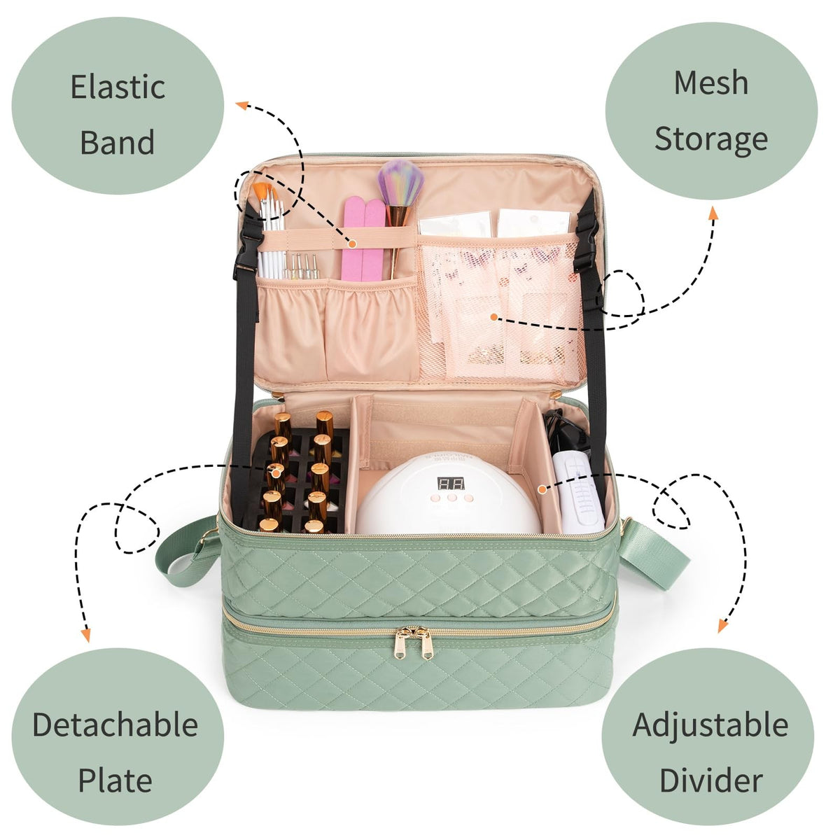 Portable Nail Polish Organizer Case Holds 50+ Bottles & Tools