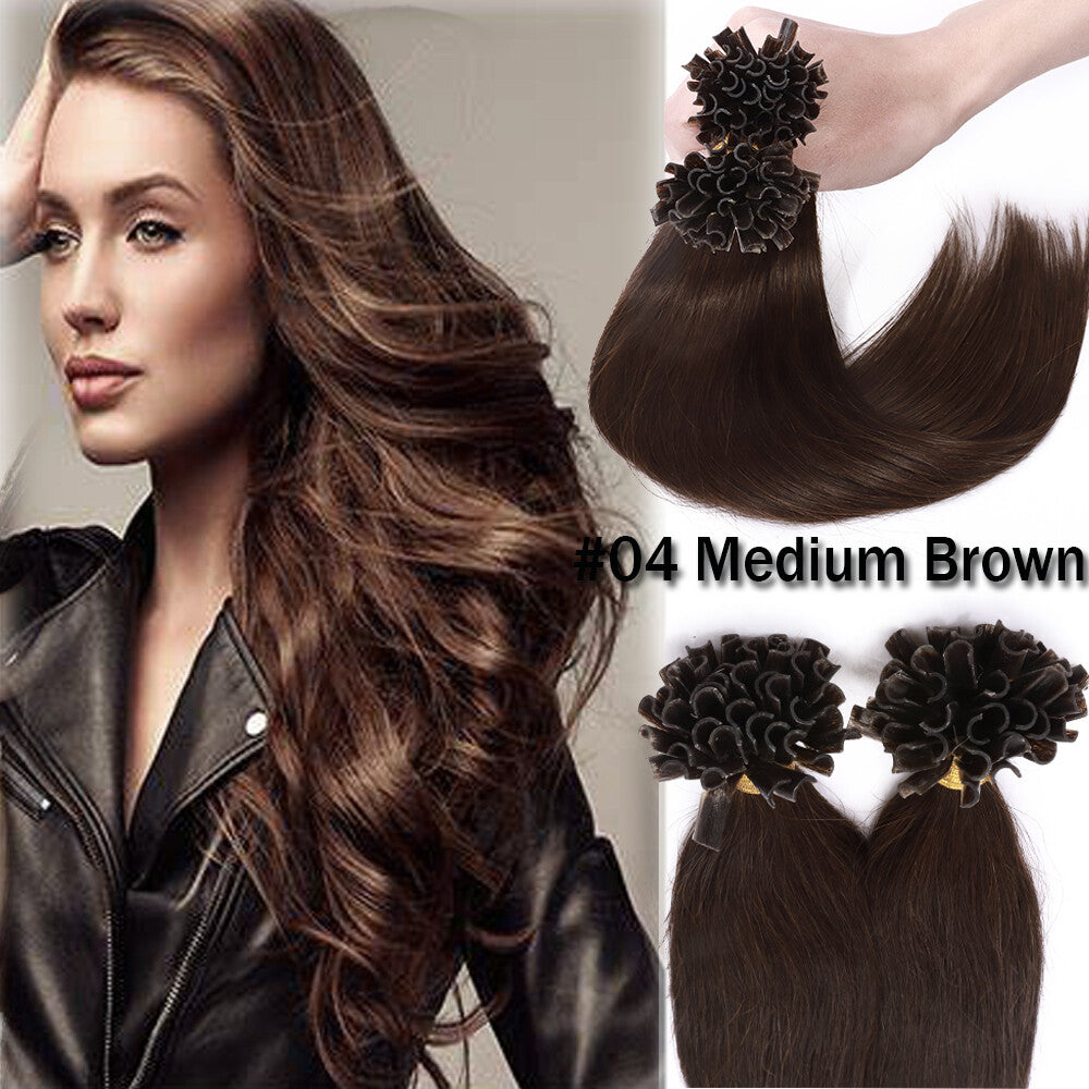 Pre Bonded Keratin Hair Extensions - Human Hair Remy U Tip Thick Strands