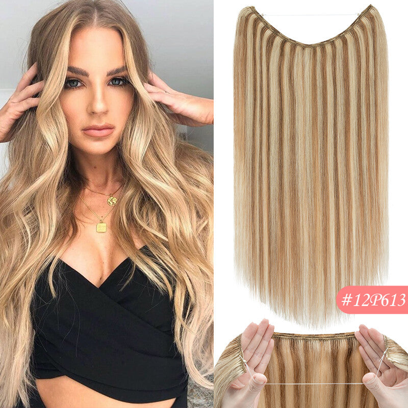 Thick Clip-In Remy Human Hair Extensions Headband Hairpiece & Ring