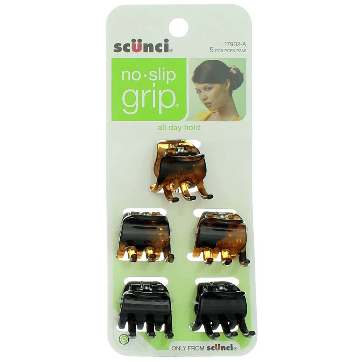 Scunci No Slip Grip Jaw Clips, 5 Pack