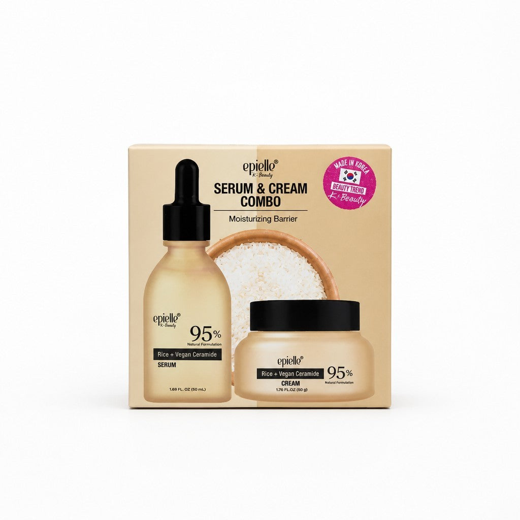 Korean Rice & Vegan Ceramide Skin Care Serum and Cream Set