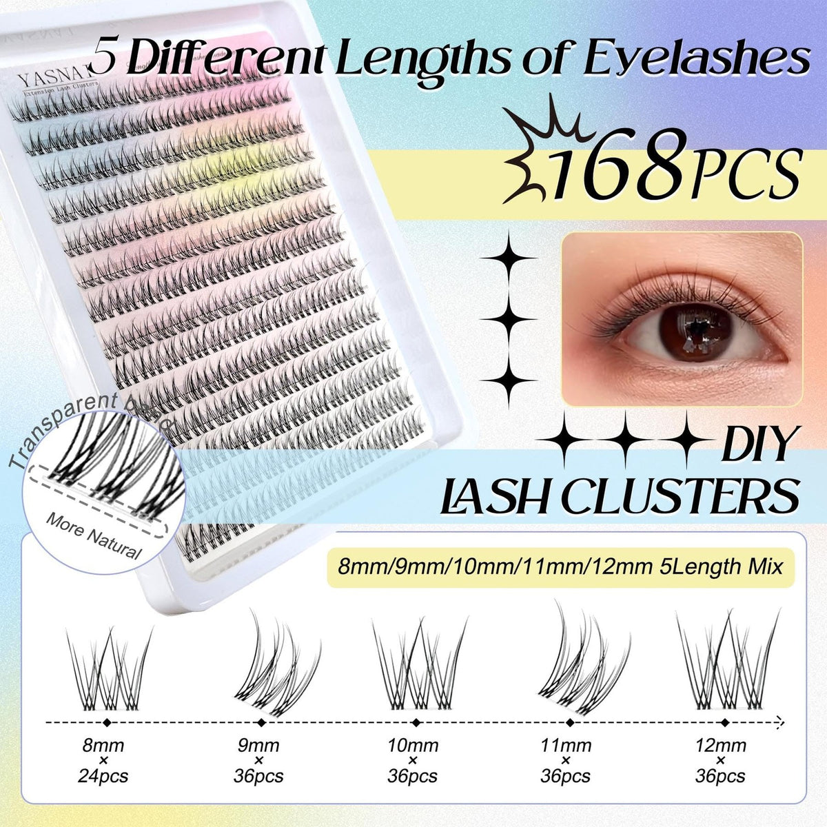 Natural Look Wispy C Curved Lash Clusters - Black, Pack of 1