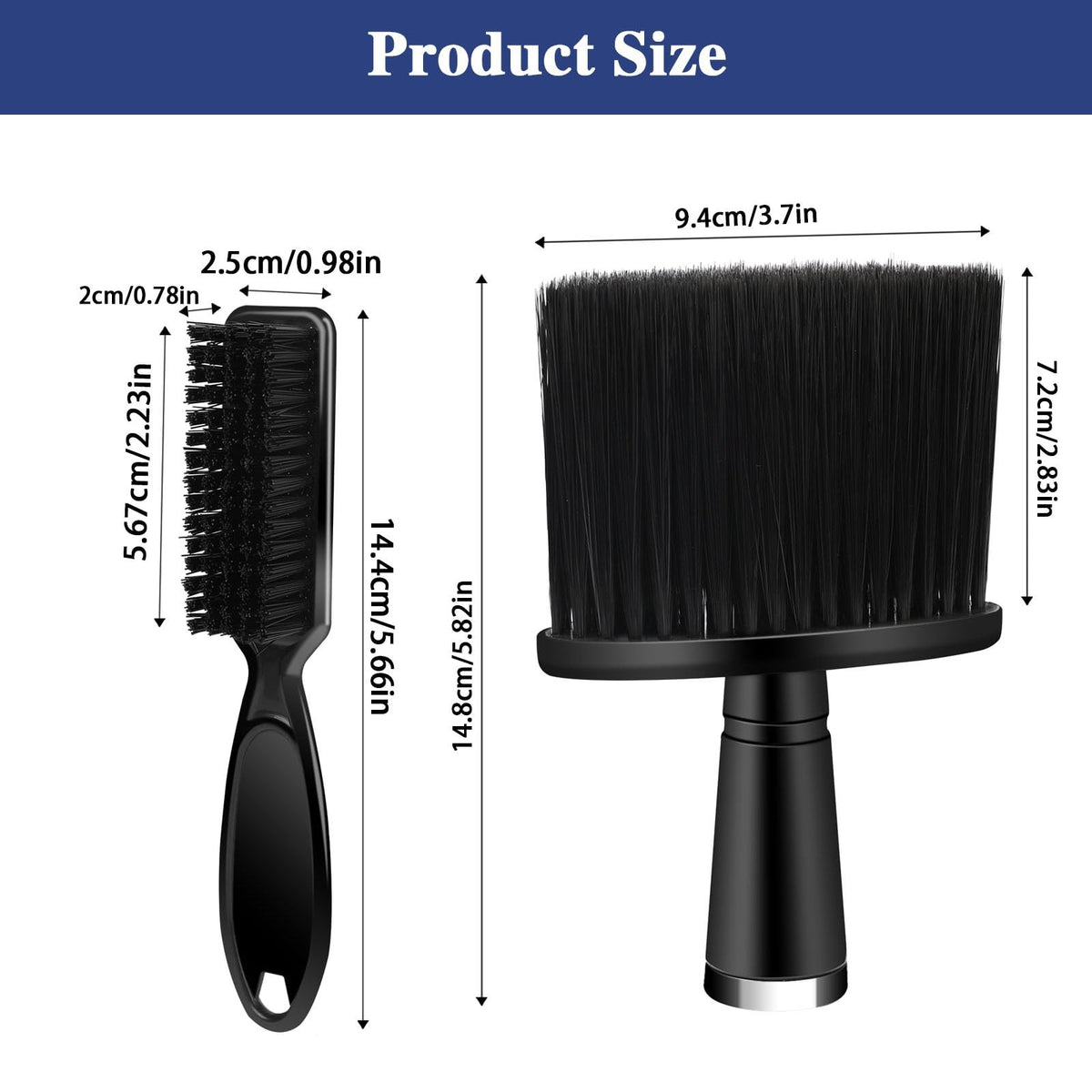 Barber Brush Set - Blade Cleaner & Neck Duster for Haircutting, Black