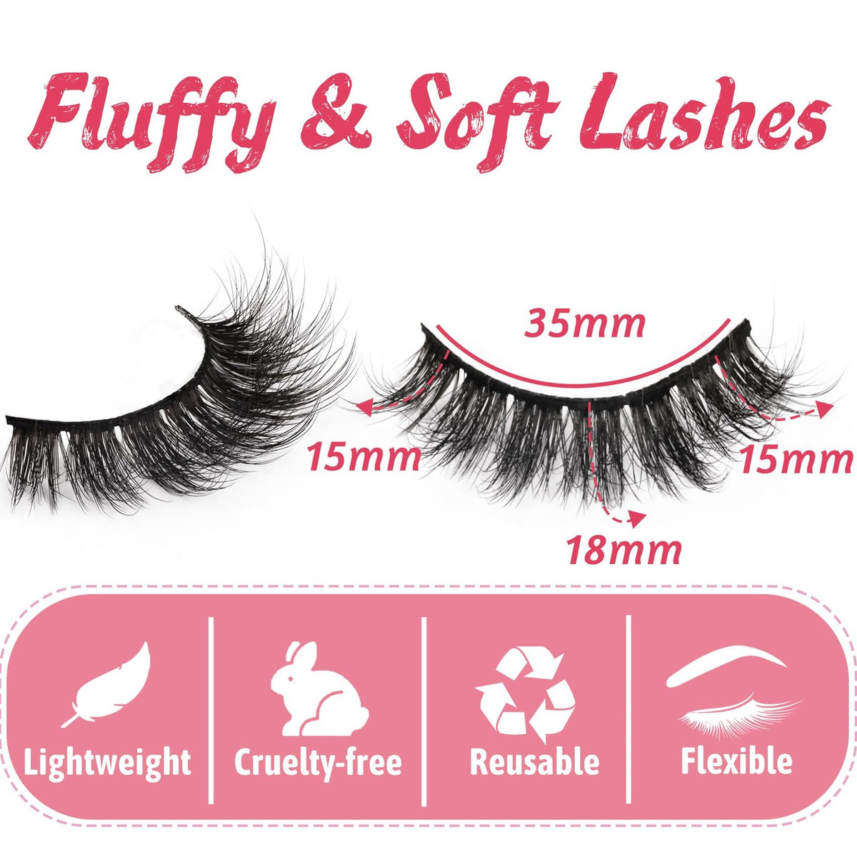 False Eyelashes Fluffy Wispy Natural Look 14 Pairs Makeup Lashes