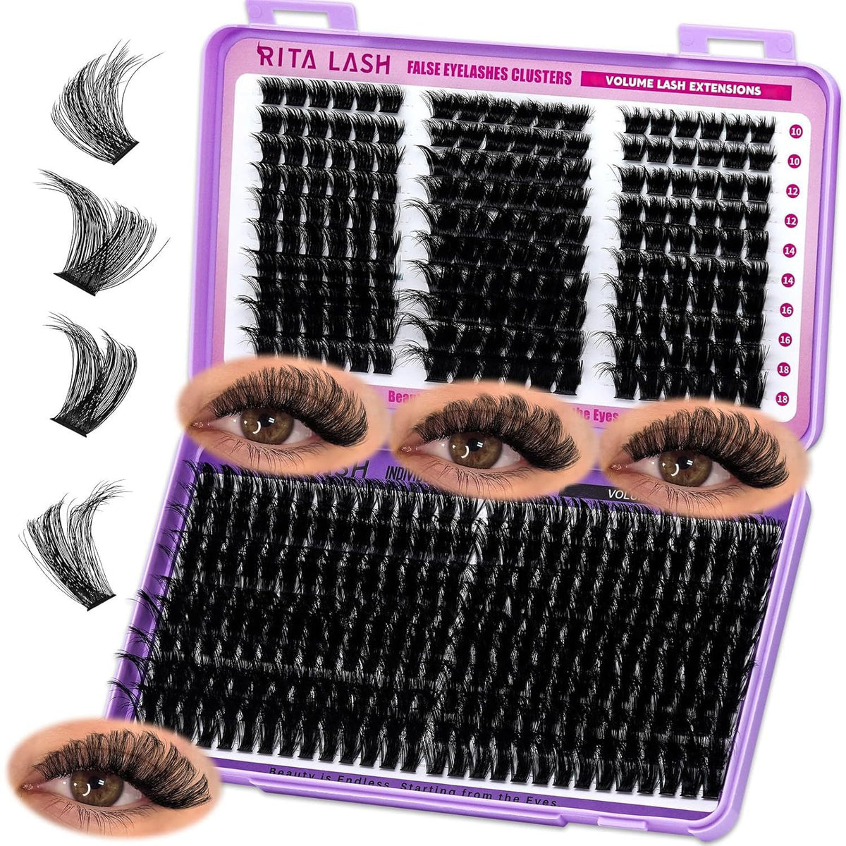460PCS Cluster Eyelash Extensions Kit - 4 Styles DIY False Lashes