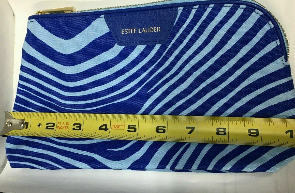 Estee Lauder Blue Striped Cosmetic Makeup Travel Bag - New