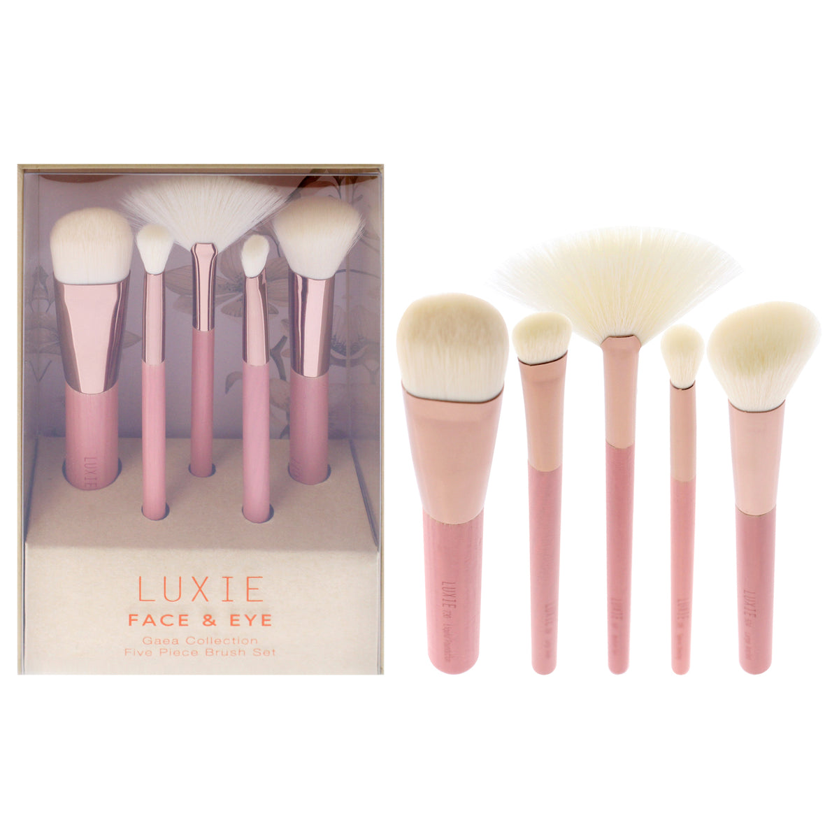 Luxie Gaea Face and Eye Makeup Brush Set - 5 Pieces, Vegan & Cruelty-Free