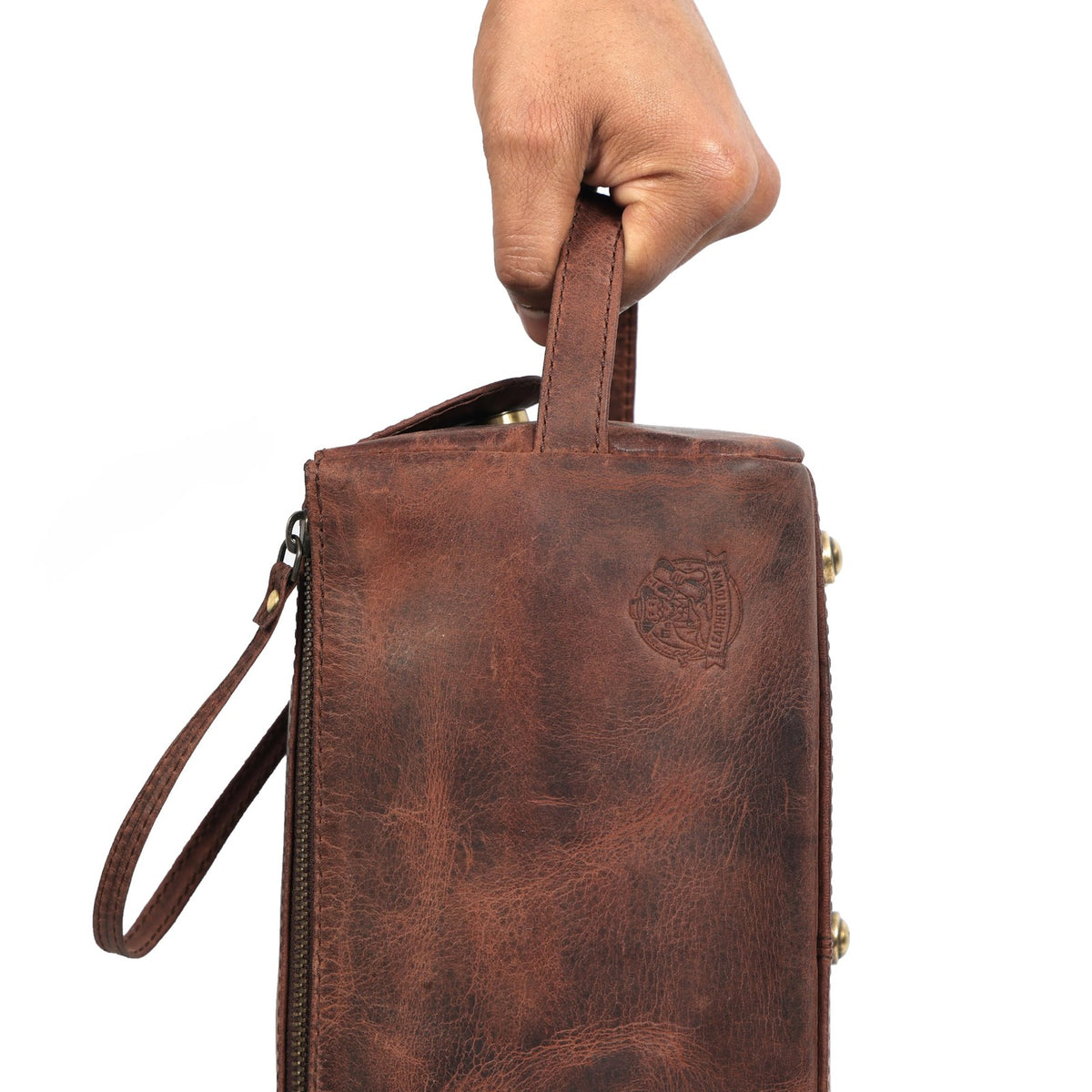 Leather Travel Dopp Kit - Men’s Toiletry Organizer Bag for Grooming