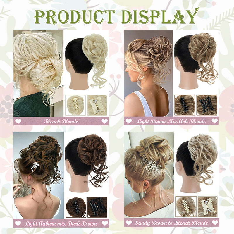 Messy Bun Claw Hair Clip Extensions - Curly Thick Updo Accessory
