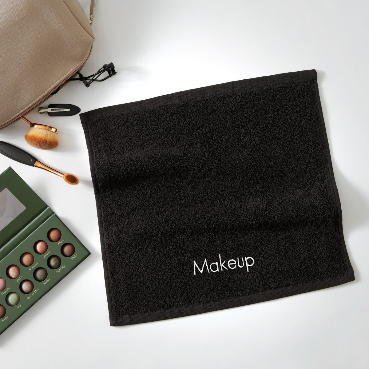 Black Cotton Makeup Removal Towels - 6 Pack, 13x13 Inch Washcloths