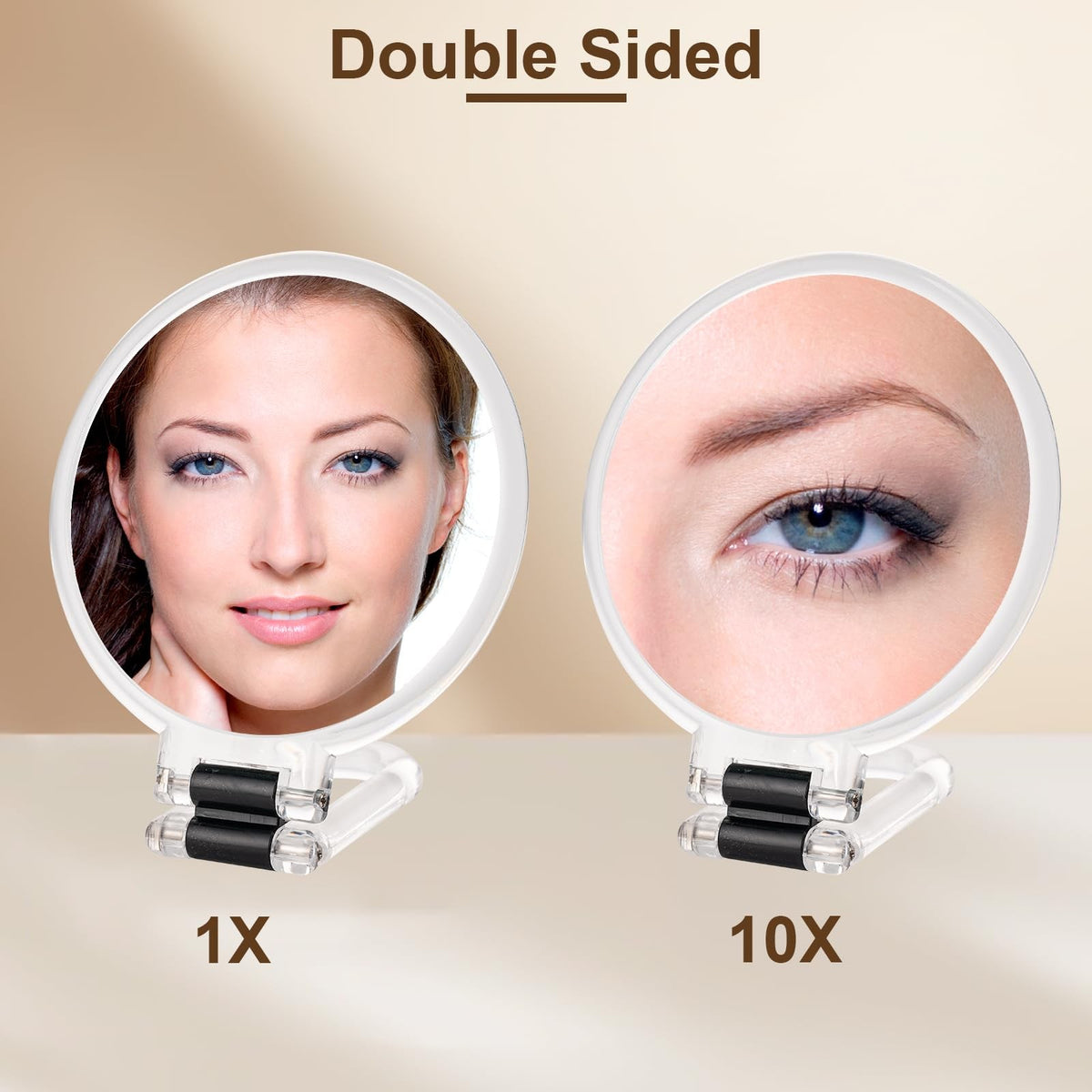 10X Magnifying Handheld Mirror with Adjustable Handle - Double Side Clear Mirror for Makeup & Grooming