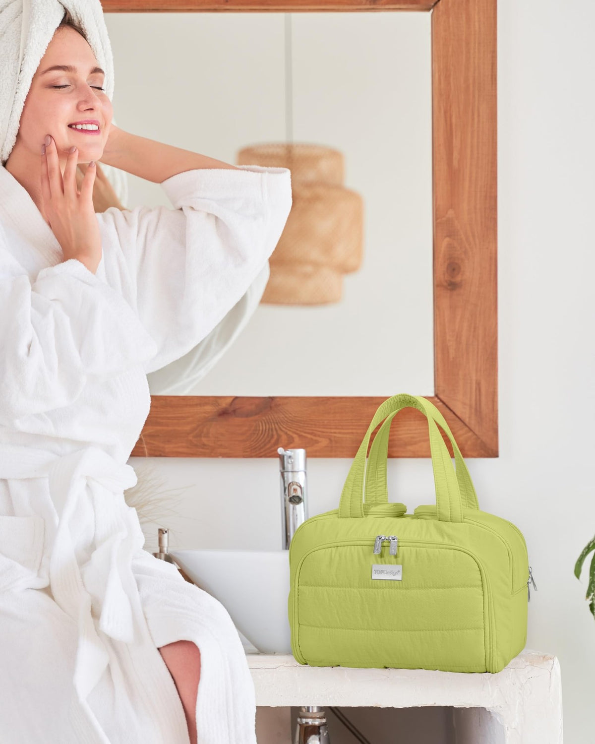 Large Travel Toiletry Bag for Women Puffer Cosmetic Organizer with Handle