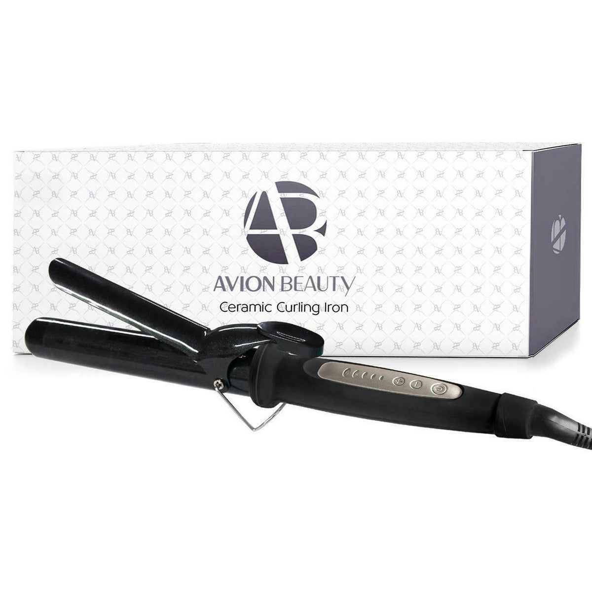 1 Inch Ceramic Curling Iron with Clamp for Hair Styling - Black