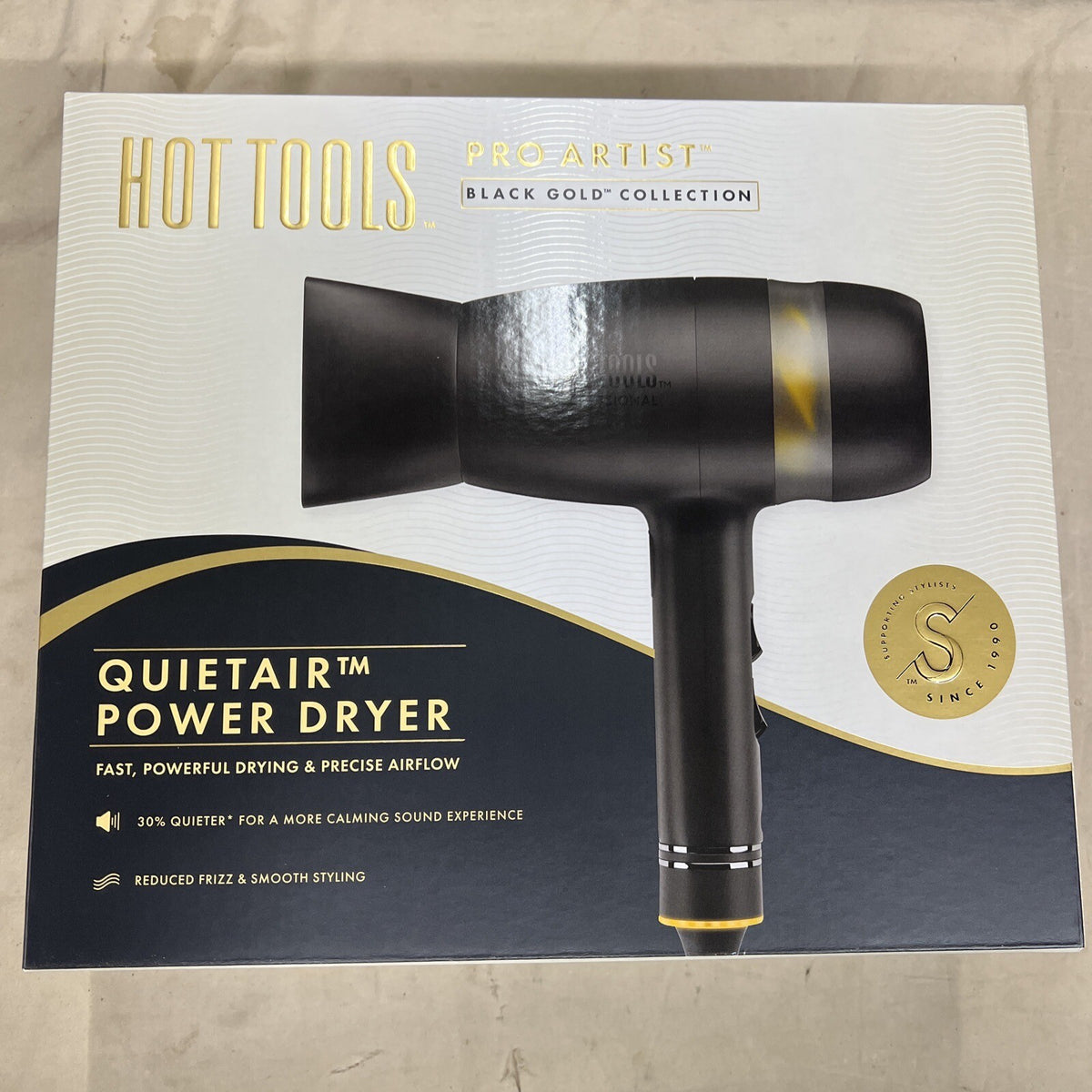 Hair Dryer Pro Artist Black Gold Collection - QuietAir Power Hair Dryer