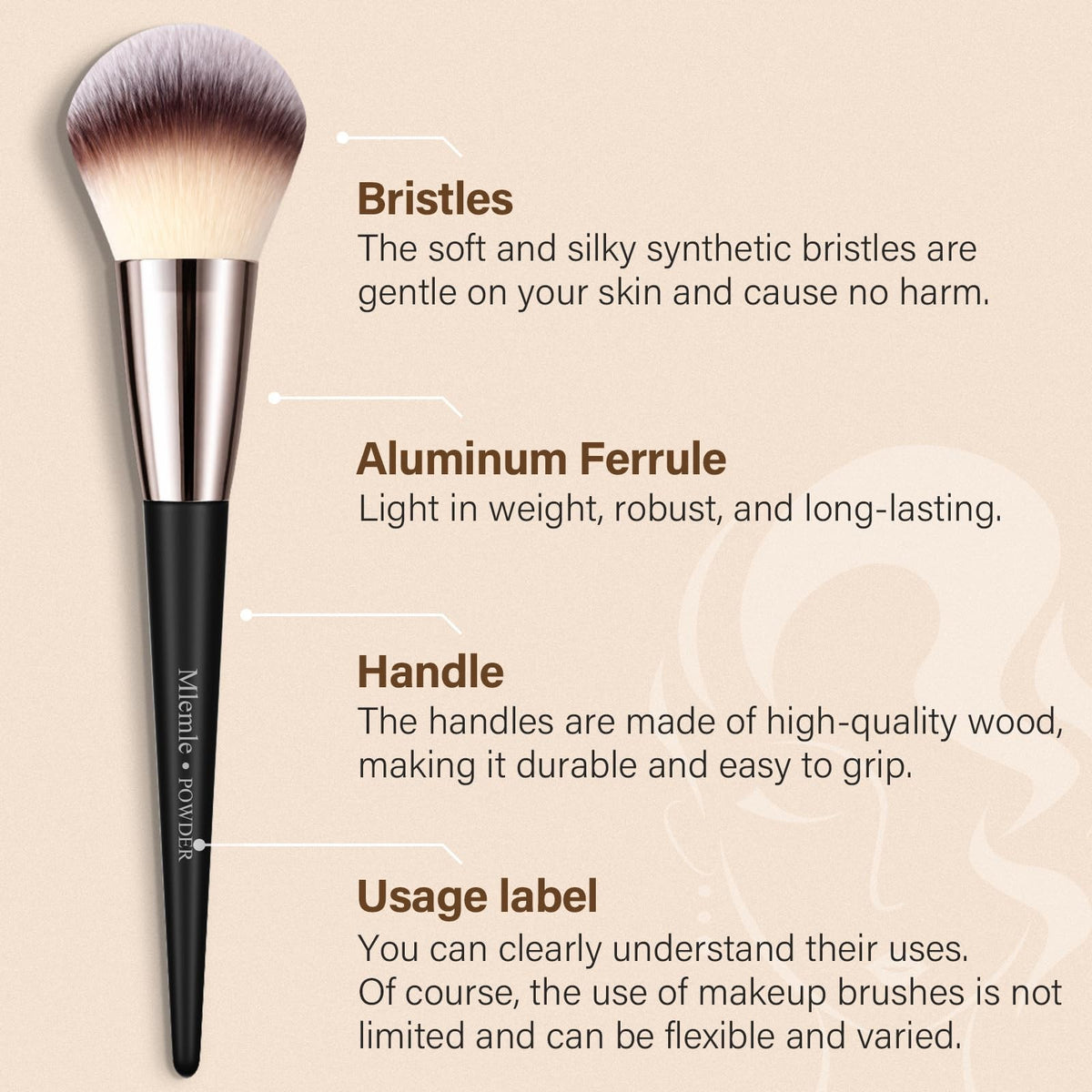 Professional Makeup Brush Set 25 Pcs with Sponges & Puffs - CreamBlack