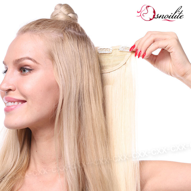 Clip-In Hair Extensions 100% Remy Human Hair Full Head - One Piece