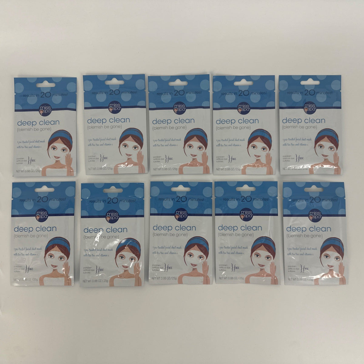 Deep Clean Blemish Facial Sheet Mask - 10 Pack Tea Tree Vitamin C