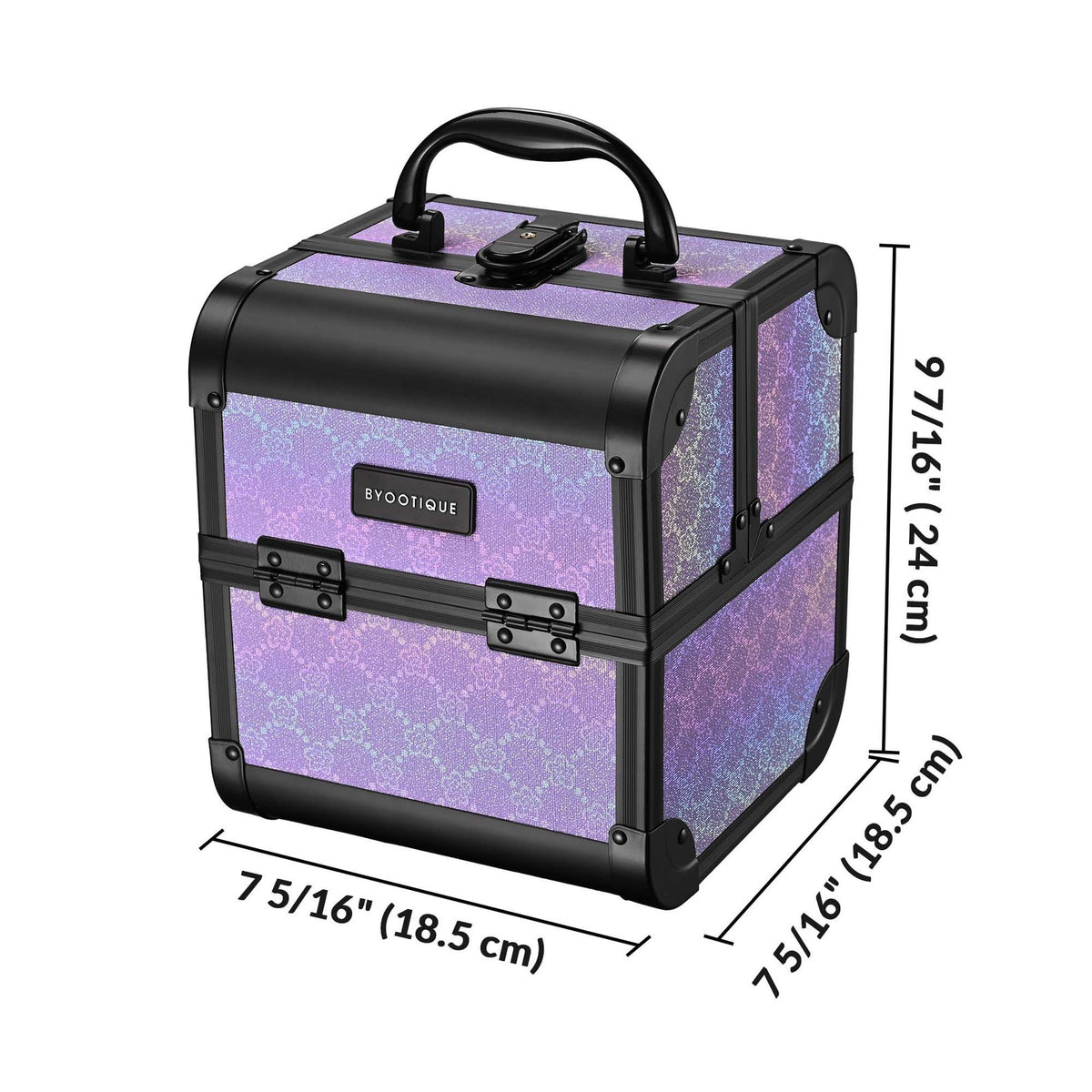 Makeup Train Case with Mirror, Extendable Trays & Floral Design