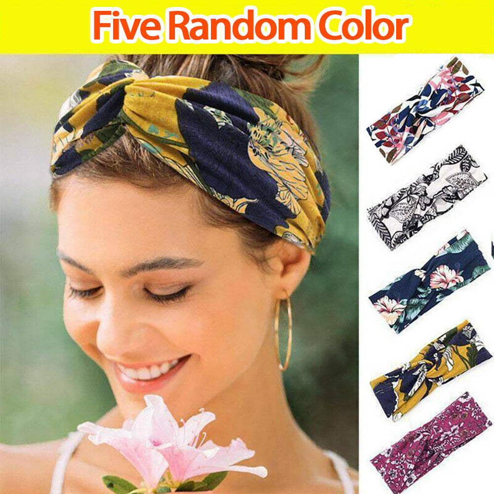 Multicolor Boho Floral Twist Knot Headband - Elastic Wrap Turban for Women & Men