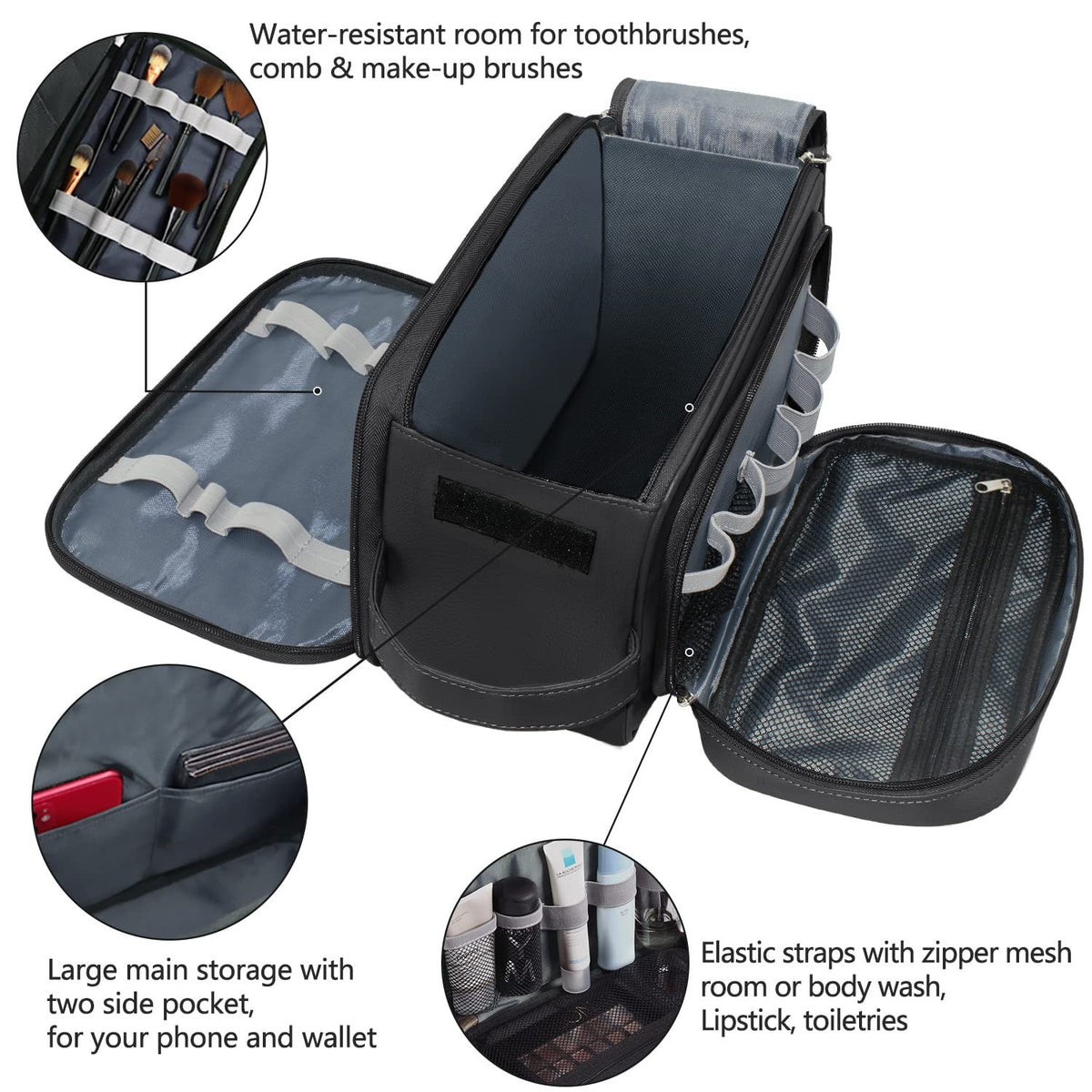 Extra Large Travel Toiletry Bag for Men – Water-Resistant PU Dopp Kit