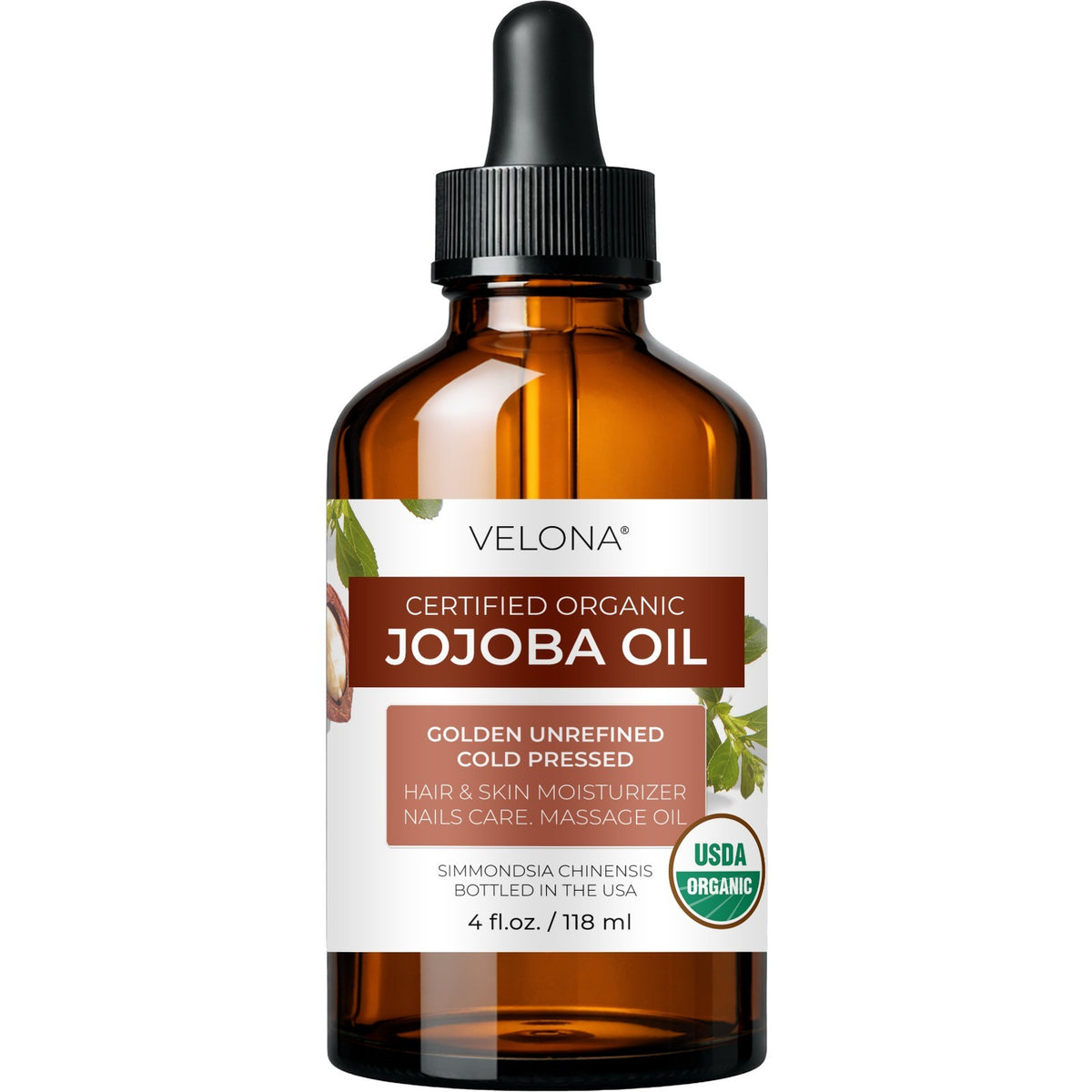 Organic Jojoba Oil 2 Fl Oz - USDA Certified, Cold Pressed, Natural Skin & Hair Care