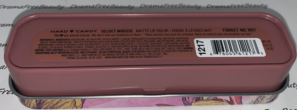 Hard Candy Velvet Mousse Liquid Matte Lip Color 1217 Forget Me Not - Lipstick in Metal Tin