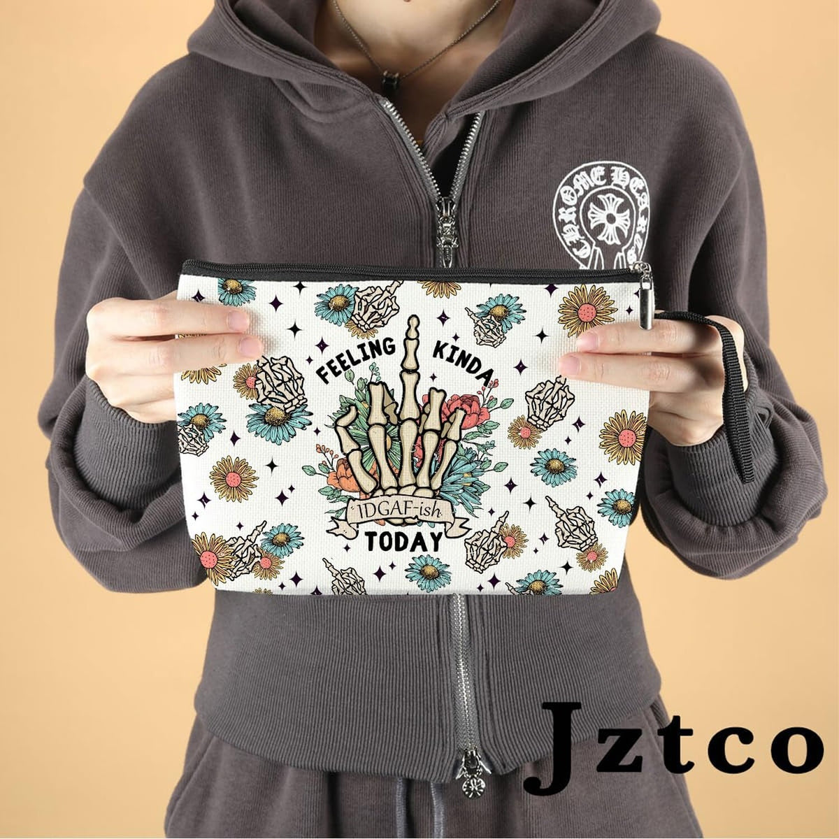 Funny Skeleton Makeup Bag Skull Gift for Women Travel Toiletry Organizer