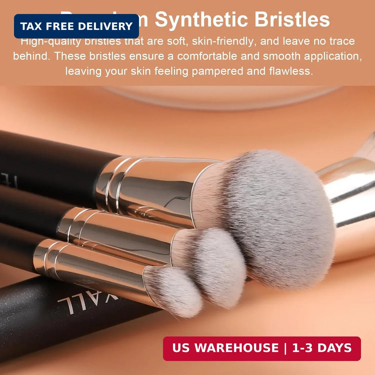 Makeup Brush Set with Angled Synthetic Kabuki Brushes for Foundation & Contour