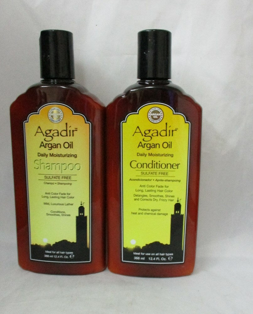 Agadir Daily Moisturizing Shampoo and Conditioner Duo 12.4 oz Sulfate & Paraben Free Repair