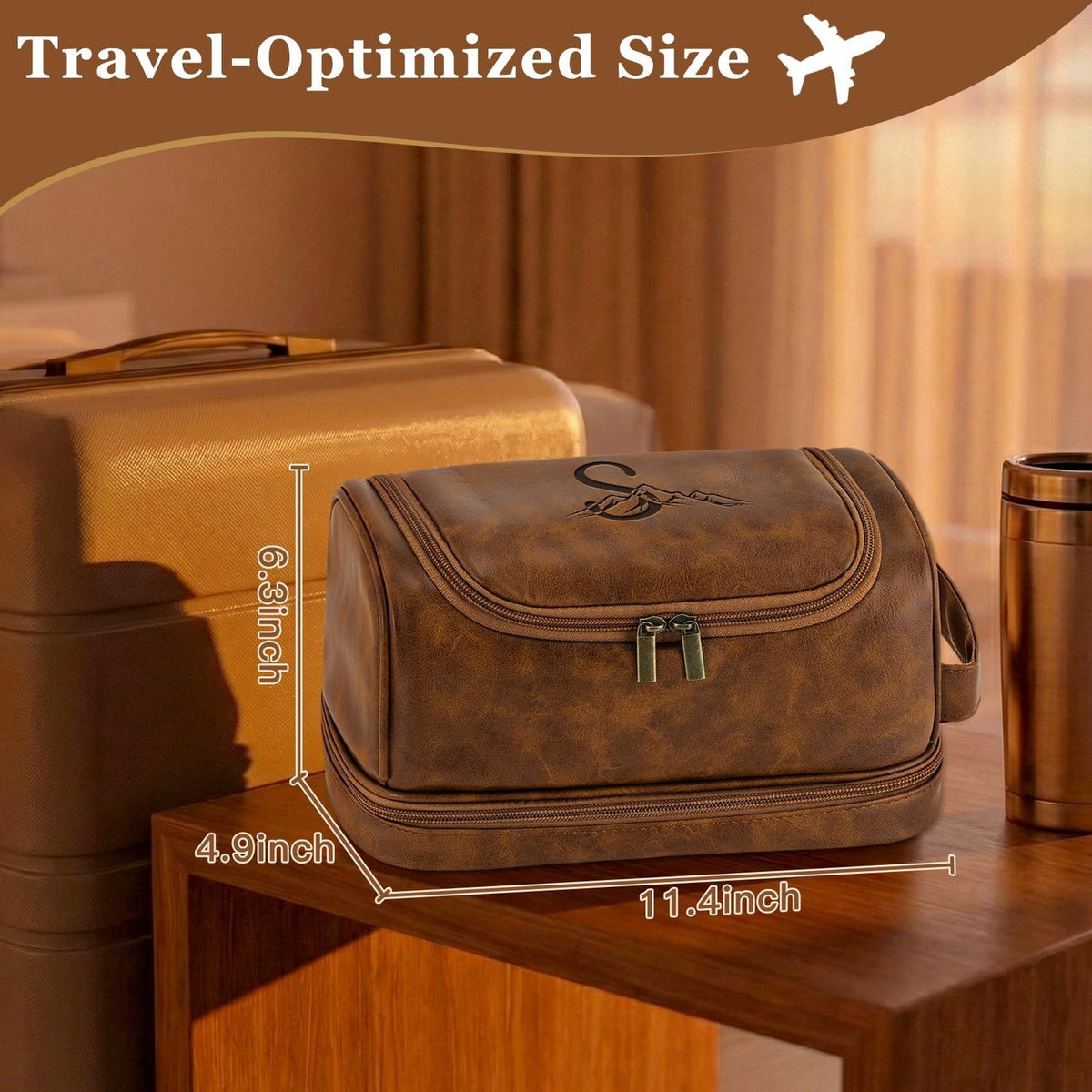 Personalized Men's Toiletry Bag Travel Organizer Waterproof PU Leather Gift