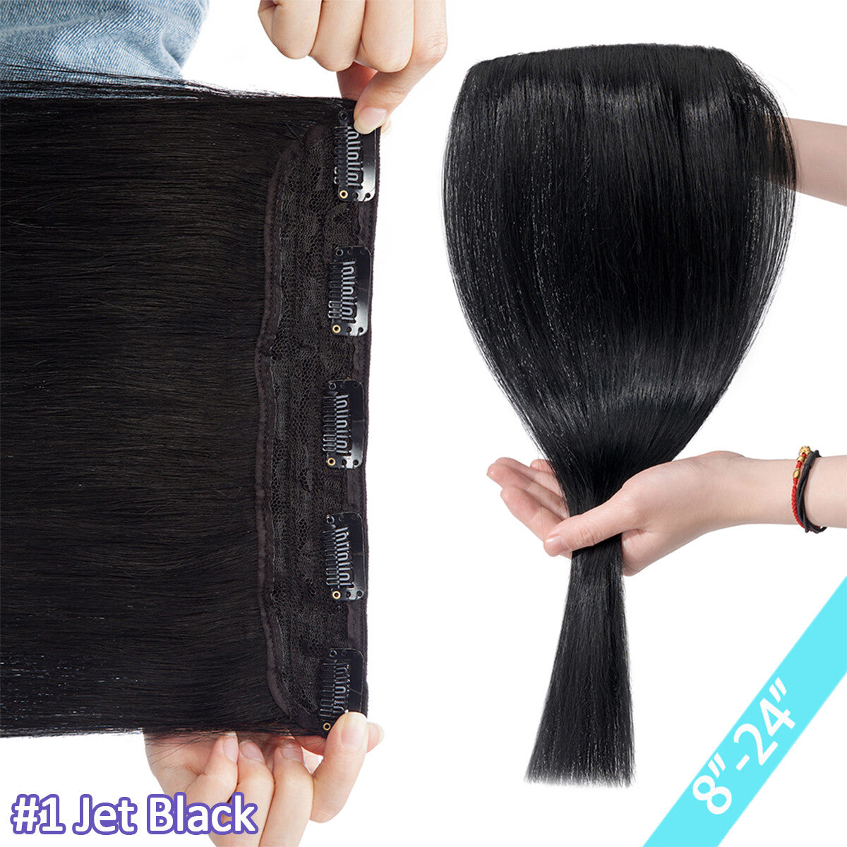 Women Clip-In Remy Human Hair Extensions Full Head Straight Ombre - Multiple Colors & Lengths