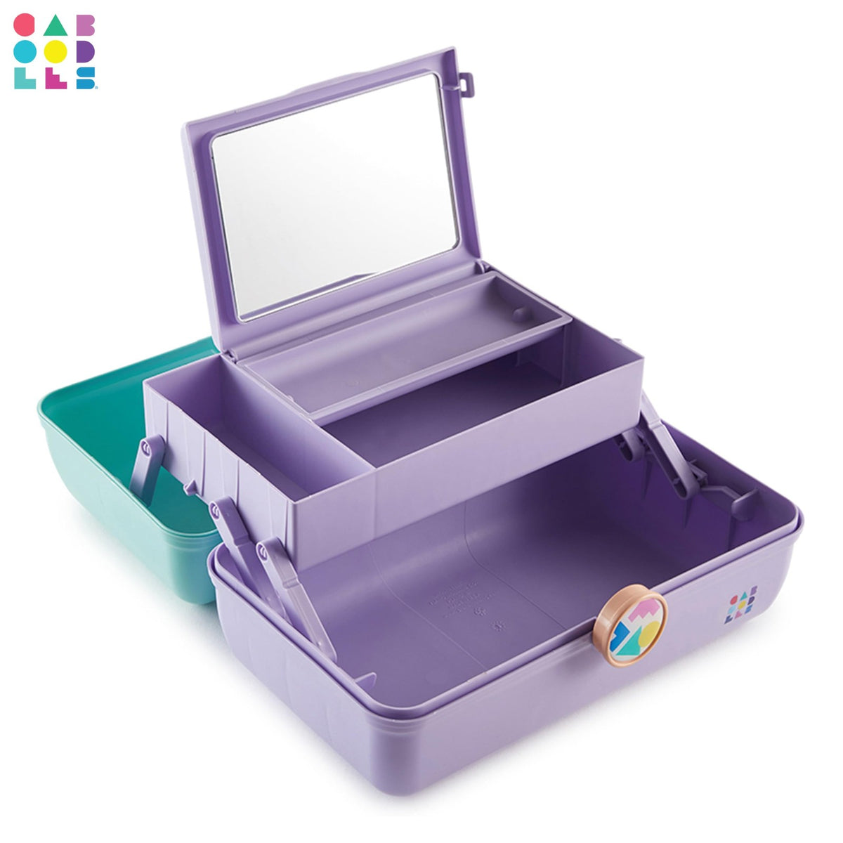Travel Makeup Organizer Case with Mirror, Seafoam and Lavender